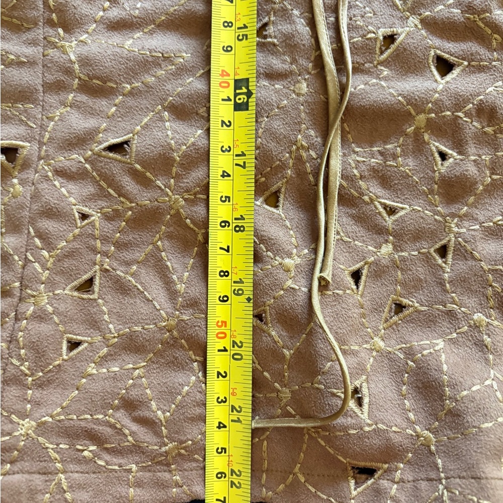 Brown Eyelet Lace-Up Suede-Look Spaghetti Strap Camisole - Picture 13 of 15